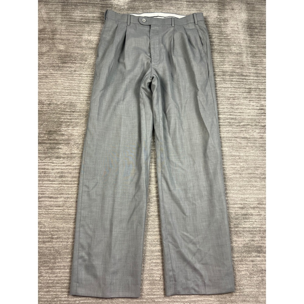 Giorgio De Paoli Dress Pants Mens 33 Gray Pleated Straight Leg Business Trousers